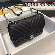 Chanel Mini Flap Bag Chevron Caviar Rectangular Black Silver 20cm - 5