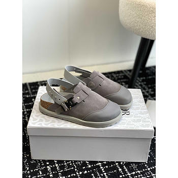 Dior x Birkenstock Tokio Mule Gray Nubuck Calfskin