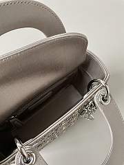 Dior Mini Lady Bag Gray Strass Cannage Satin 17x15x7cm - 4