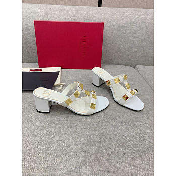 Valentino Roman Stud White Heel 6cm