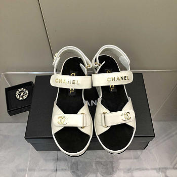 Chanel Leather Sandals White