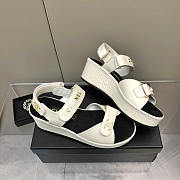 Chanel Leather Sandals White - 3