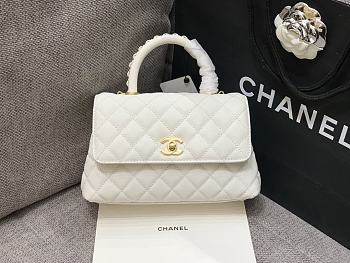 Chanel 23P Small Coco Handle Bag Caviar White 23cm