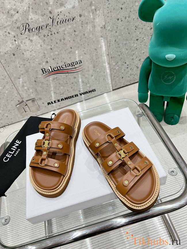 Celine Slides Tippi In Calfskin Tan - 1