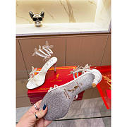 Rene Caovilla Leruy Diamante Butterfly Wrap Sandals White Heel 10cm - 4