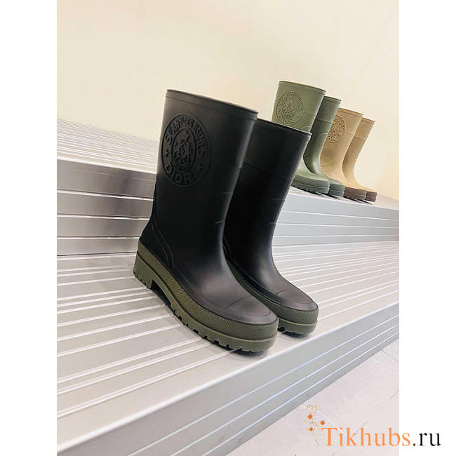 Dior Union Rain Boots Black and Khaki - 1