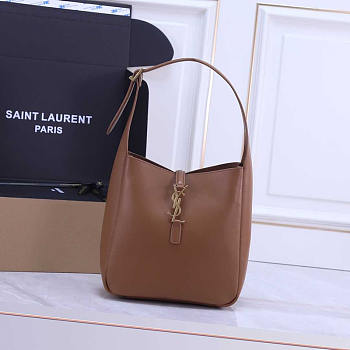 YSl Le 5 a 7 Soft Small Hobo Bag In Smooth Leather Brown 23x22x8cm