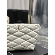 YSL Sade Pouch in Quilted Lambskin White 26x19x11cm - 4