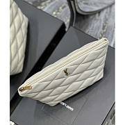 YSL Sade Pouch in Quilted Lambskin White 26x19x11cm - 5