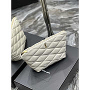 YSL Sade Pouch in Quilted Lambskin White 26x19x11cm - 3