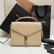 YSL Cassandra Medium Top Handle Beige Grain Leather 24.5×20×11.5cm - 1