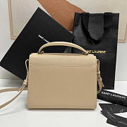 YSL Cassandra Medium Top Handle Beige Grain Leather 24.5×20×11.5cm - 4