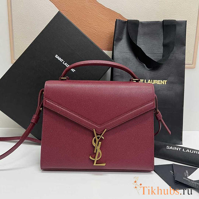 YSL Cassandra Medium Top Handle Red Grain Leather 24.5×20×11.5cm - 1