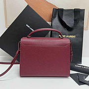 YSL Cassandra Medium Top Handle Red Grain Leather 24.5×20×11.5cm - 3