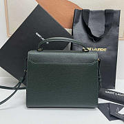 YSL Cassandra Medium Top Handle Dark Green Grain Leather 24.5×20×11.5cm - 4