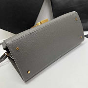 YSL Cassandra Medium Top Handle Gray Grain Leather 24.5×20×11.5cm - 6