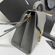 YSL Cassandra Medium Top Handle Gray Grain Leather 24.5×20×11.5cm - 5