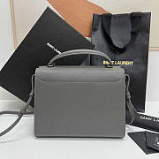 YSL Cassandra Medium Top Handle Gray Grain Leather 24.5×20×11.5cm - 2