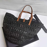 YSL Panier Medium Bag Crochet Raffia Black 48x30x26cm - 5