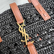 YSL Panier Medium Bag Crochet Raffia Black 48x30x26cm - 4