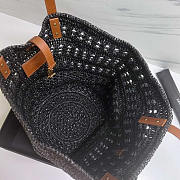 YSL Panier Medium Bag Crochet Raffia Black 48x30x26cm - 3