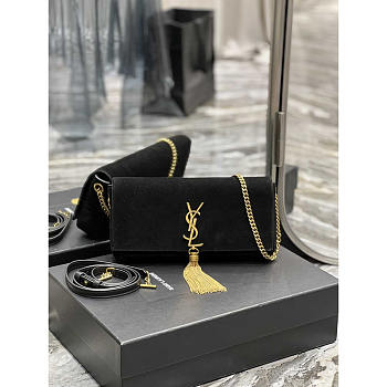 YSL Kate Medium Bag Suede With Tassels Black 26x13.5x4.5cm