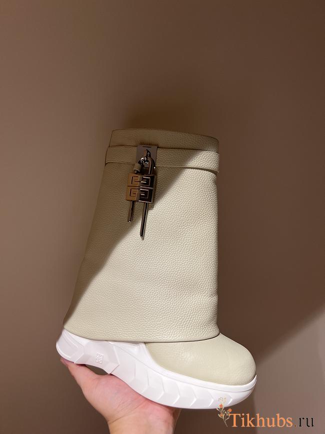 Givenchy Shark Lock Biker Ankle Boots Beige - 1