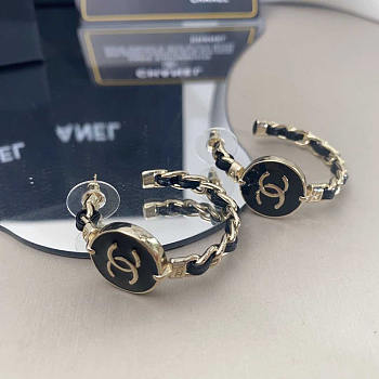 Chanel Metal CC Earrings Gold And Black