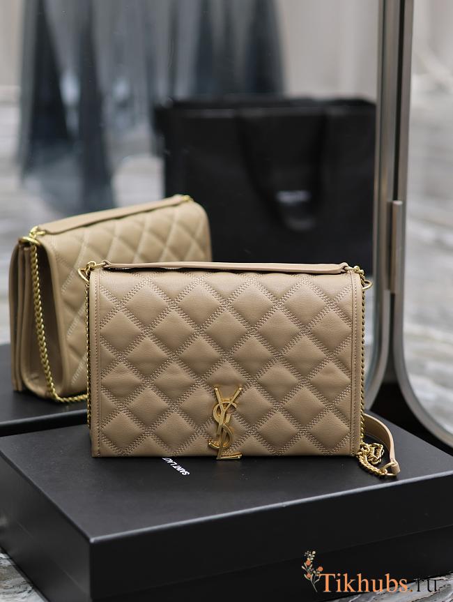 YSL Quilted Becky shoulder Bag Beige 25x17x7cm - 1