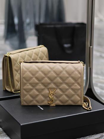 YSL Quilted Becky shoulder Bag Beige 25x17x7cm