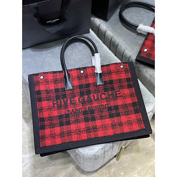 YSL Rive Gauche Vertical Shopper Black And Red 48x36x16cm