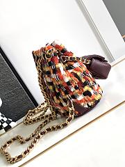 Chanel Small Backpack Wool Tweed Orange Black White - 4