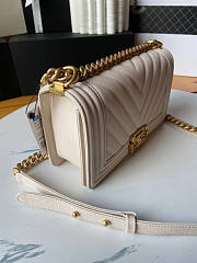 Chanel Leboy Chevron White Caviar Gold 25cm - 5