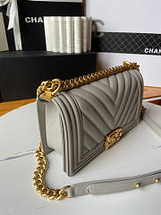 Chanel Leboy Chevron Grey Caviar Gold 25cm - 3