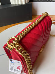 Chanel Leboy Chevron Red Caviar Gold 25cm - 5