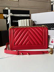 Chanel Leboy Chevron Red Caviar Gold 25cm - 3