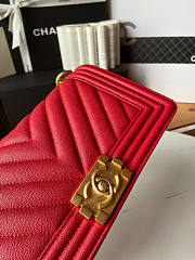 Chanel Leboy Chevron Red Caviar Gold 25cm - 2