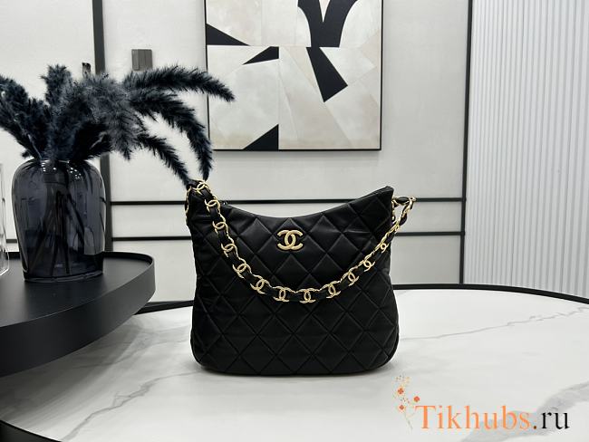 Chanel Hobo Bag Black Lambskin 26x30x7cm - 1