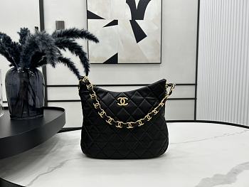 Chanel Hobo Bag Black Lambskin 26x30x7cm