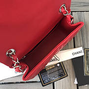 Chanel Flap Bag Red Lambskin Silver 17cm - 6