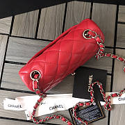 Chanel Flap Bag Red Lambskin Silver 17cm - 2