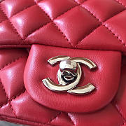 Chanel Flap Bag Red Lambskin Silver 17cm - 3