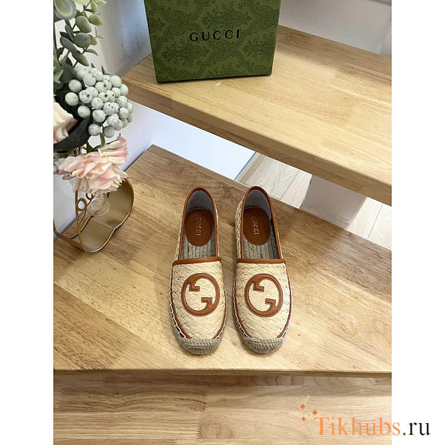 Gucci Interlocking G Espadrilles Beige And Brown - 1