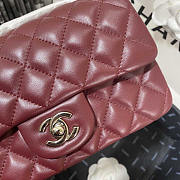 Chanel Classic Flap Bag Lambskin Red Wine Silver 20cm - 3