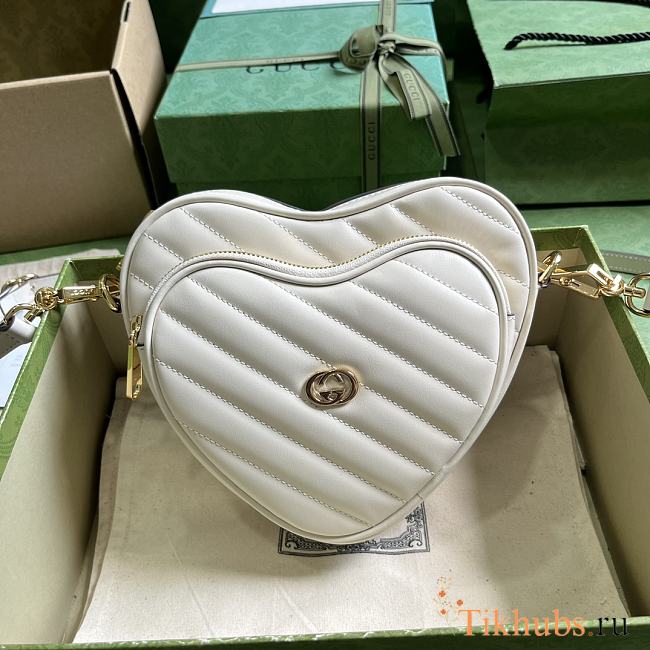 Gucci Interlocking G Mini Heart Shoulder Bag White 20x17.5x6.5cm - 1