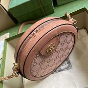 Gucci Ophidia GG Mini Round Shoulder Bag Pink 18x18x4.5cm - 3