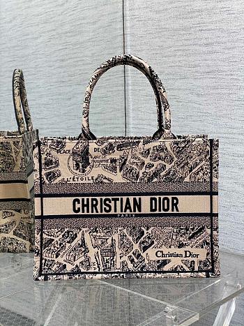 Dior Medium Book Tote Beige and Black Plan de Paris 36 x 27.5 x 16.5 cm