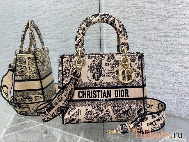 Dior Medium Lady D-Lite Bag Beige and Black 24 x 20 x 11 cm - 1