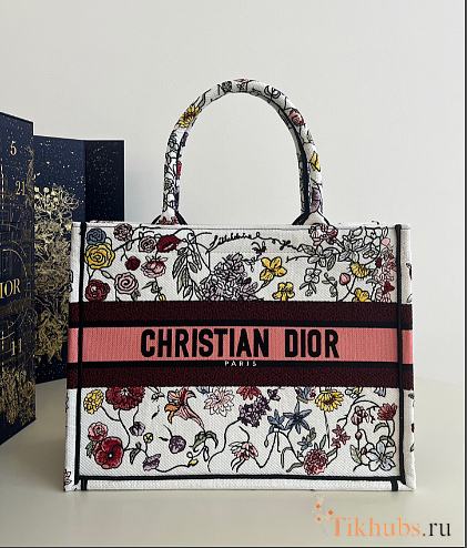 Dior Medium Book Tote White Multicolor Florilegio 36 x 27.5 x 16.5 cm - 1