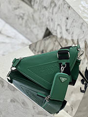 Prada Triangle Leather Green Shoulder Bag 26x14x12cm - 1